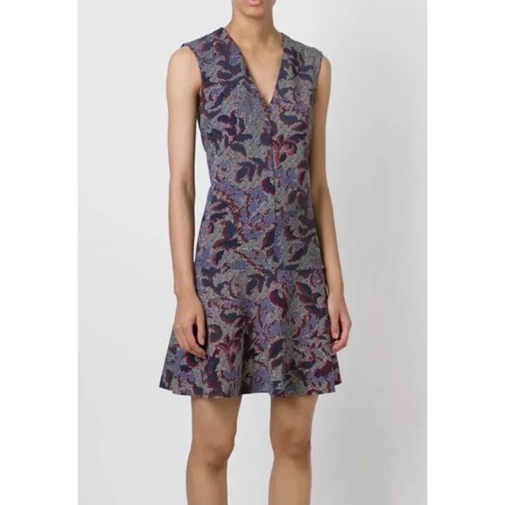 Tory Burch Fit and Flare Sleeveless V-neck Mini Dress Size Large Blue Purple